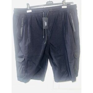 NWT Benjamin Black Cargo Men's Shorts Utility Pockets 3X Drawstring Elastic